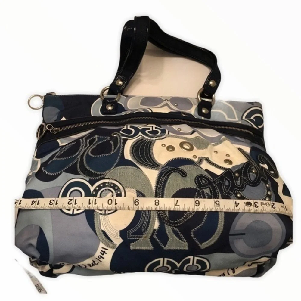 Coach poppy RARE blue c denim appliqué tote bag